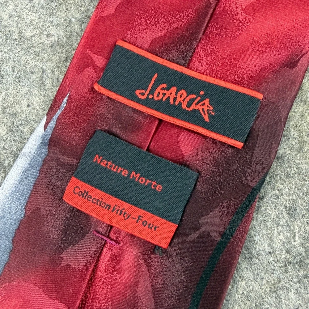 J. Garcia Mens Silk Tie Nature Morte Collection Fifty-Four Red Abstract Art